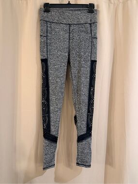 Lydaa Grey Athletic Leggings with Mesh Side Panels
